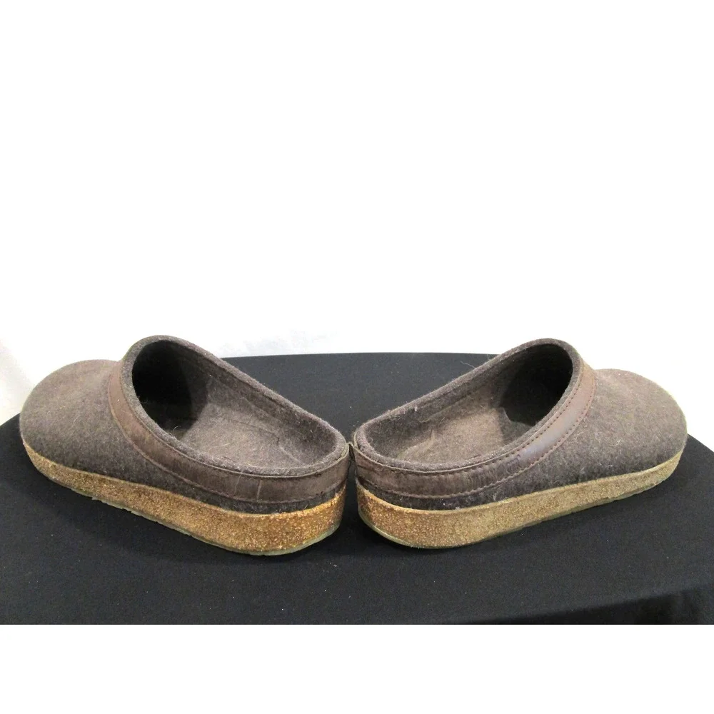 Haflinger Grizzly Brown Wool Leather Cork Footbed Mules Clogs Men 12 US/45 EU